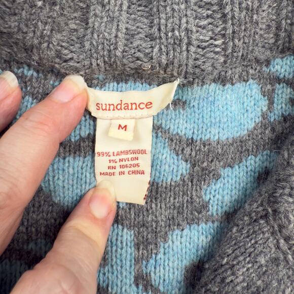Sundance Lambswool Sweater Womens MED Button Front Long Duster Artsy Patchwork - Picture 5 of 8